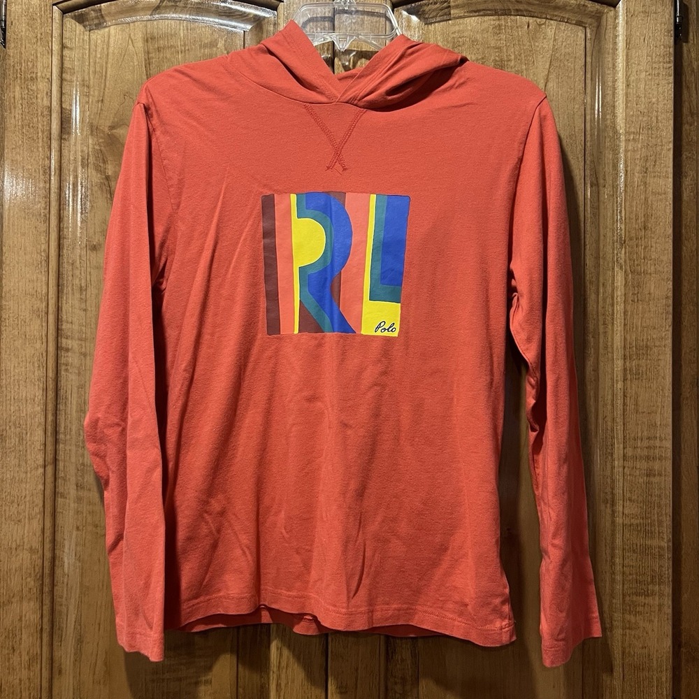 Polo Ralph Lauren long Sleeve hoodie Rainbow Logo Youth Large Red Boys